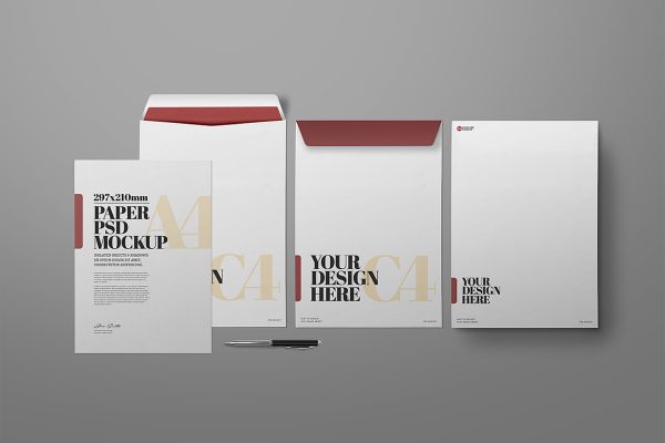 精致信封信纸样机