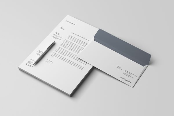 简约信封信纸样机Mockup