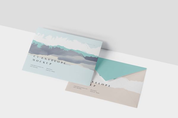 优雅的的企业信封样机4组Mockup