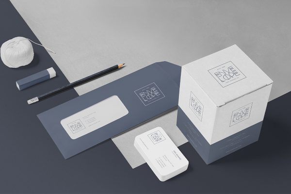 名片信封文具品牌VI样机5组Mockup