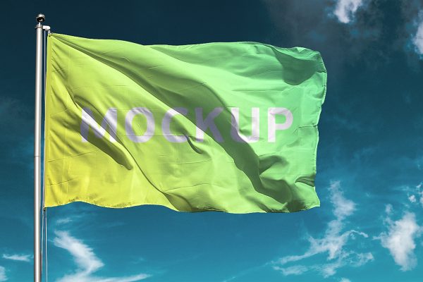 飘在空中的旗帜广告旗样机Mockup