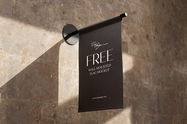 壁挂式吊旗挂旗广告旗样机Mockup3组