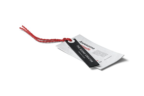 带麻线的服装吊牌标签样机