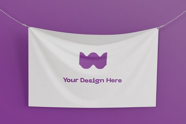 吊挂拉旗横幅旗帜样机mockup