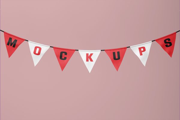 花环拉旗旗帜样机mockup