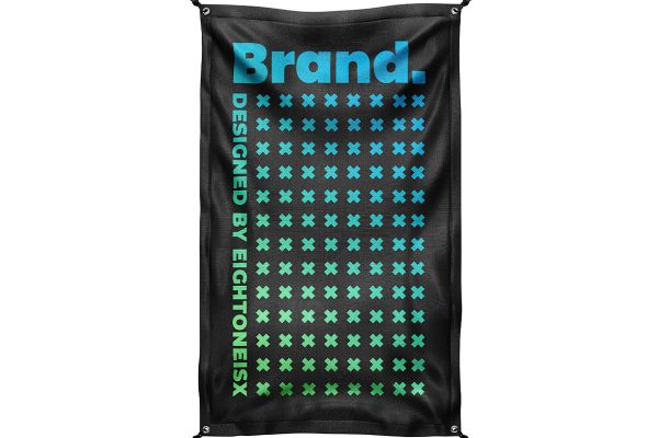 户外方形广告横幅旗帜样机mockup