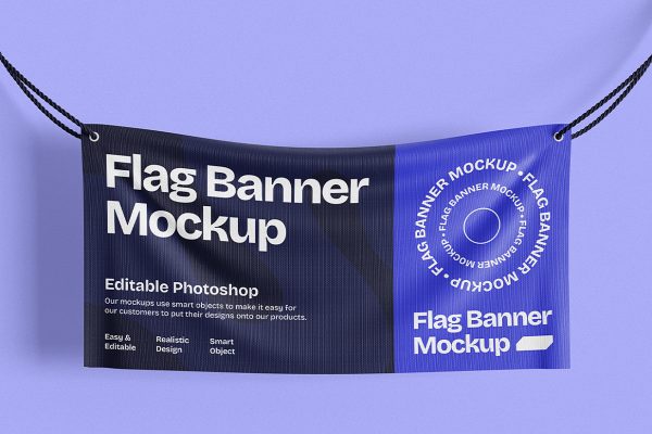 高质感吊挂拉旗横幅旗帜样机mockup3组