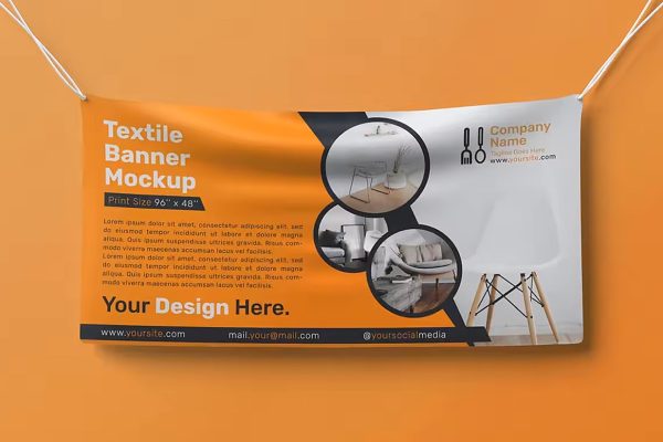吊绳横幅拉旗旗帜广告样机mockup3组