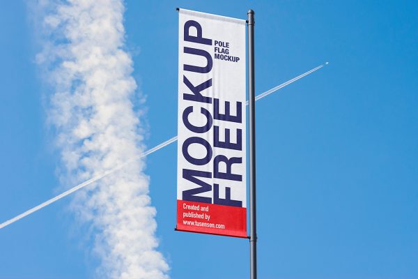 带天空背景的道旗广告旗旗帜样机mockup3组