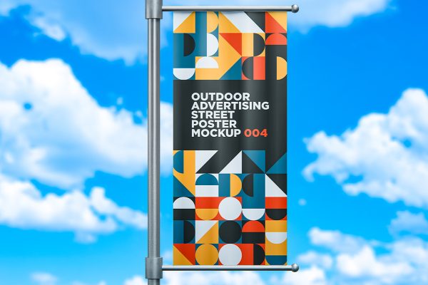 杆旗道旗广告旗旗帜样机mockup3组