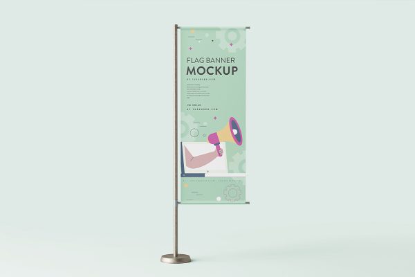 高质感道旗广告旗旗帜样机mockup3组