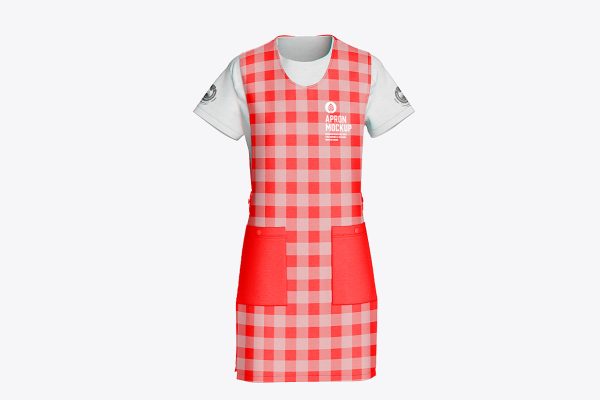 带短袖的厨房围裙样机mockup4组