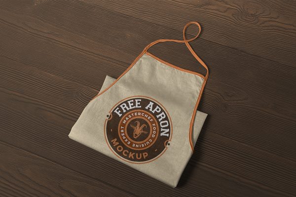 放在地板上的厨房围裙样机mockup