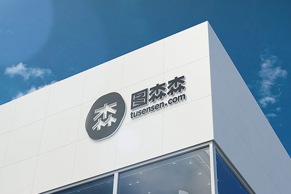 白色建筑立体3D立体logo标志样机Mockup