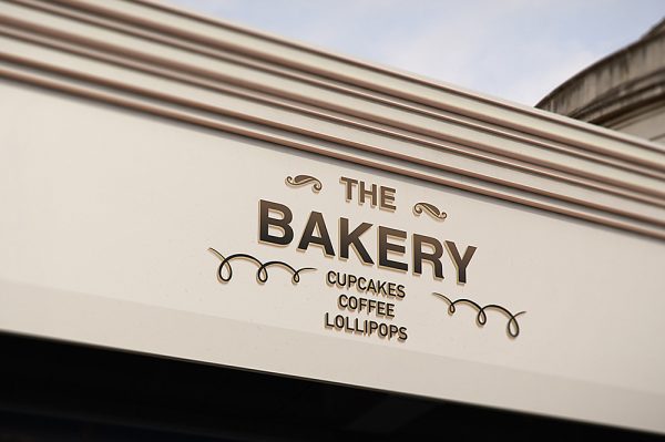 复古建筑3D立体logo标志样机Mockup