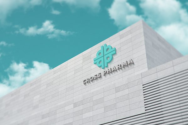 白色现代建筑3D立体logo标志样机Mockup