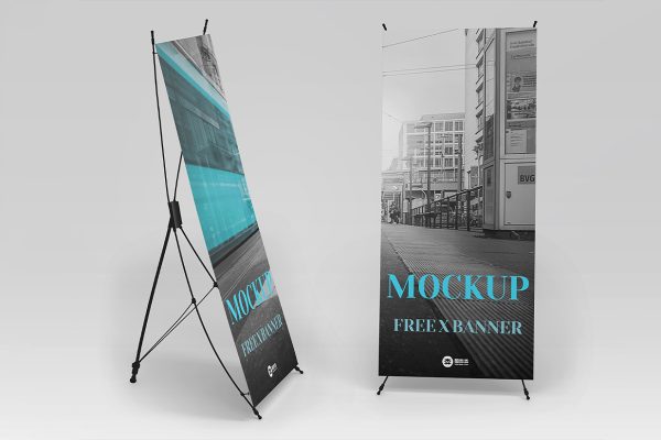简约时尚X展架样机mockup2组