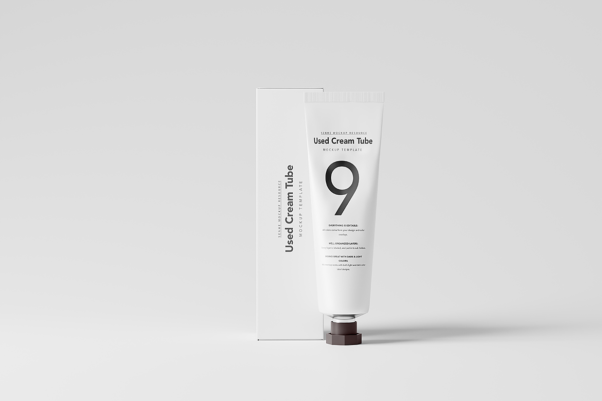 带包装盒的护手霜软管样机mockup10组插图