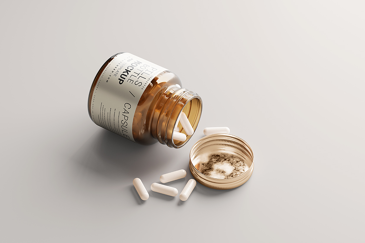 药瓶胶囊瓶保健品瓶包装样机mockup5组插图1