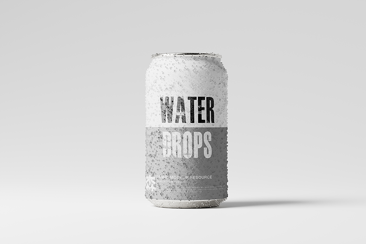 带水滴的易拉罐饮料罐啤酒罐苏打水罐包装样机mockup15组插图1