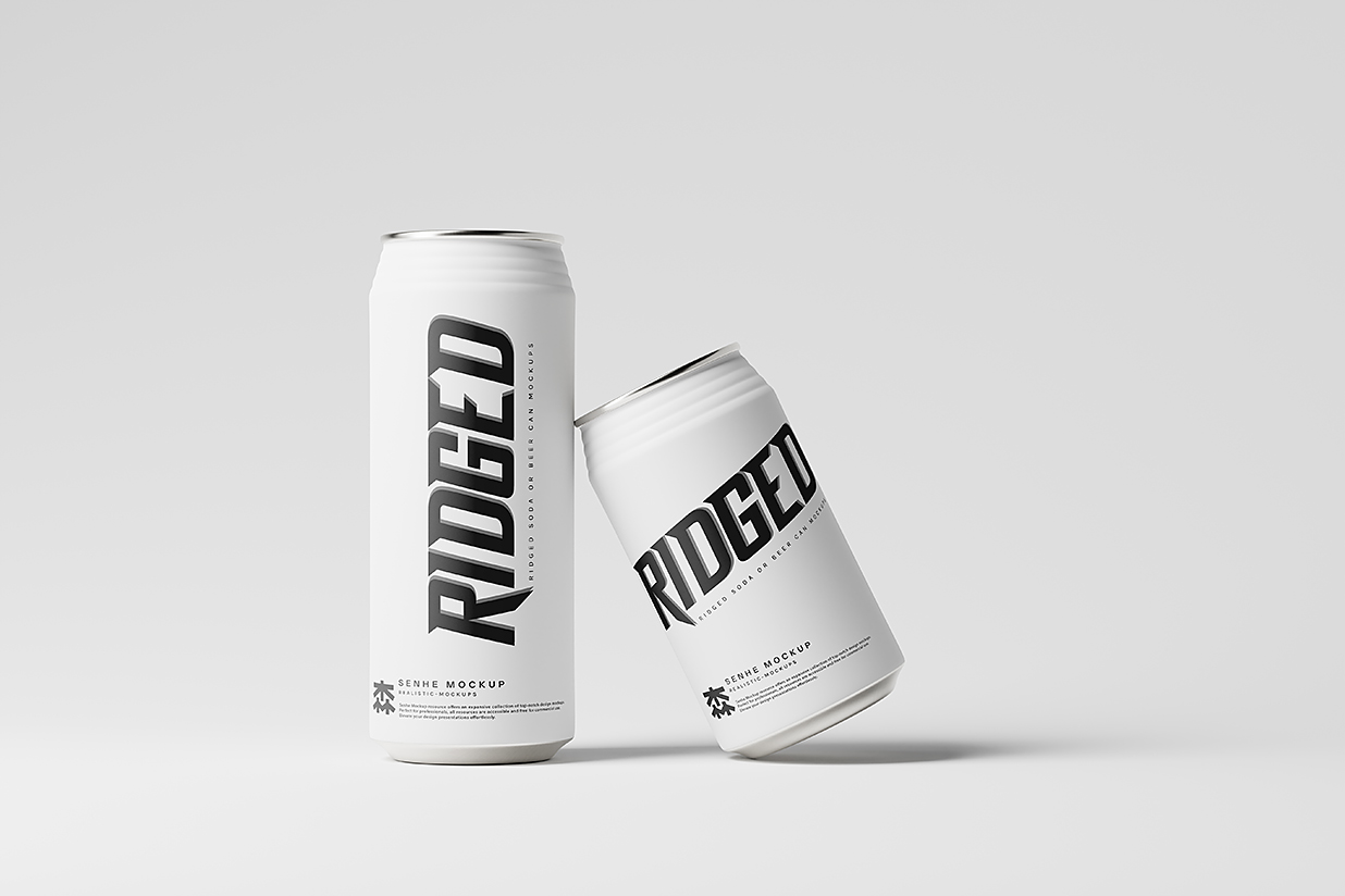 俩种容量的易拉罐饮料罐啤酒罐苏打水罐包装样机mockup15组插图1