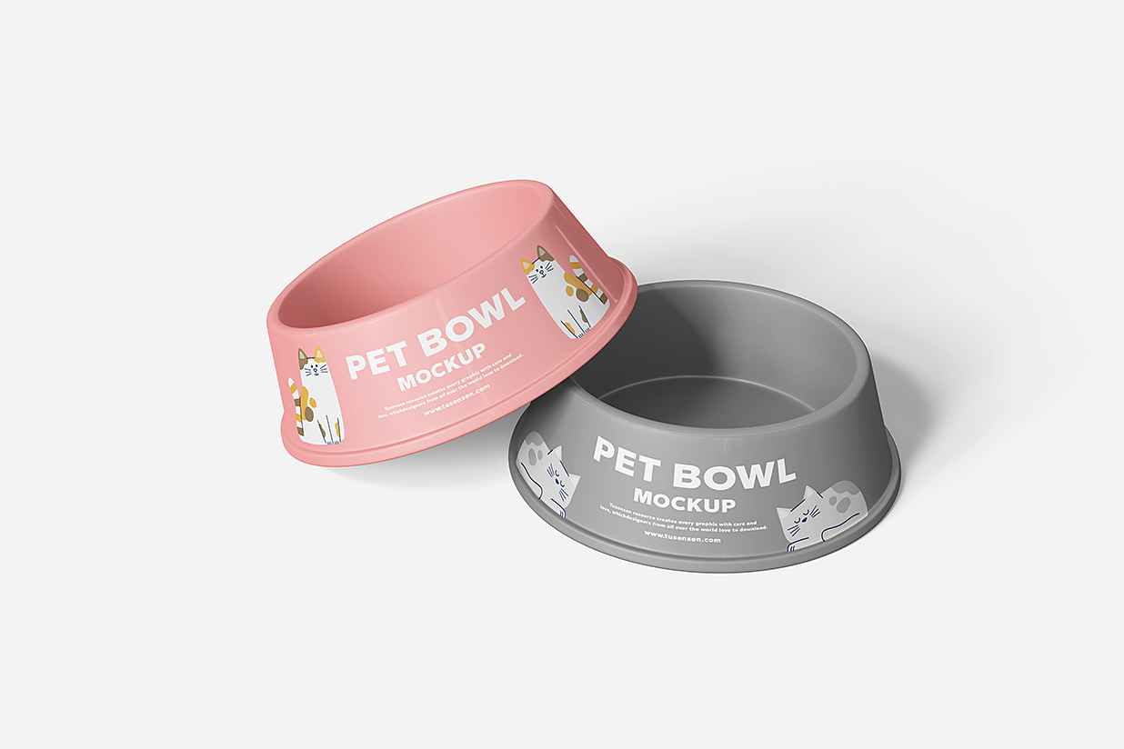 高质感宠物碗猫碗狗碗样机mockup5组插图1