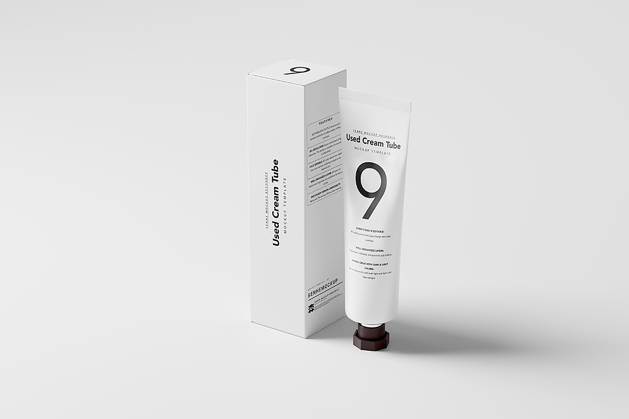 带包装盒的护手霜软管样机mockup10组插图1