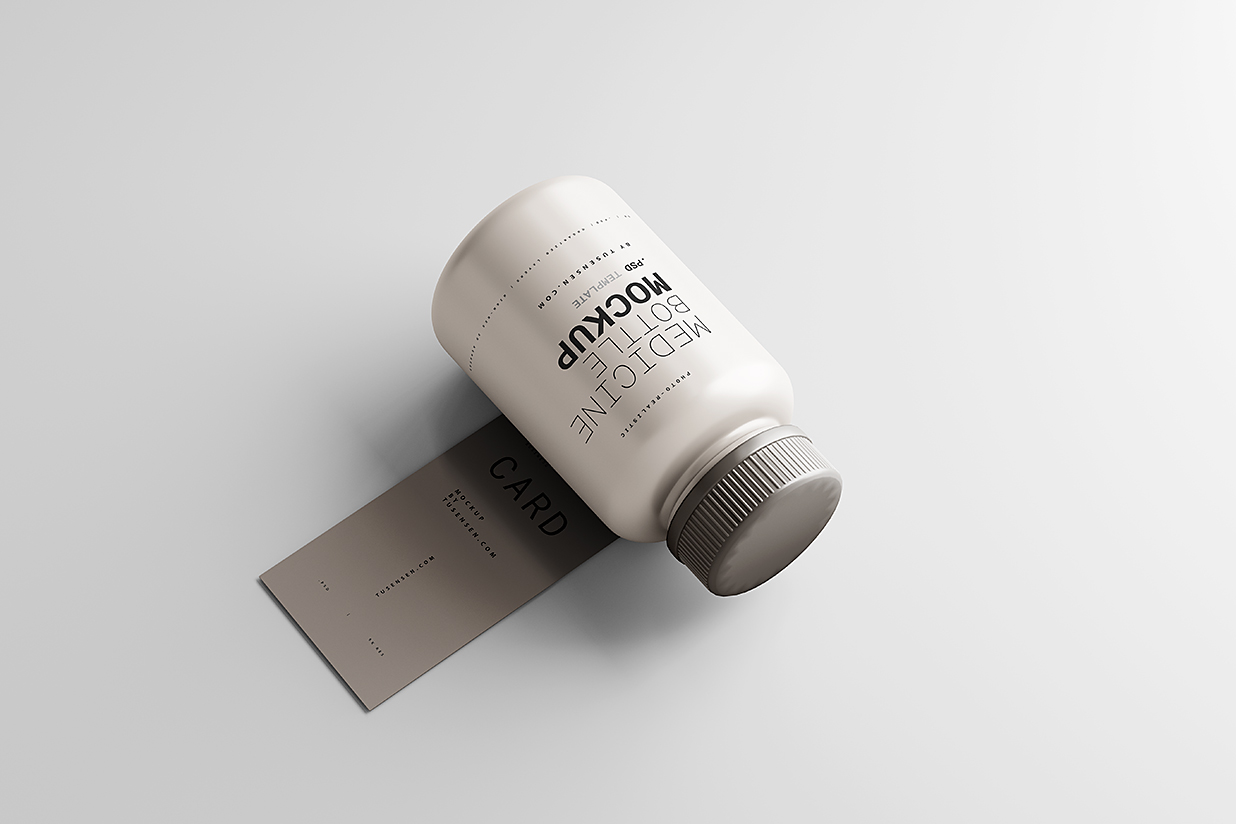 带名片的药瓶保健品瓶包装样机mockup5组插图2