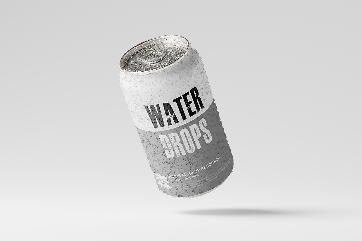 带水滴的易拉罐饮料罐啤酒罐苏打水罐包装样机mockup15组插图2