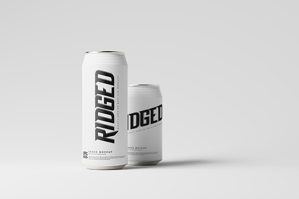 俩种容量的易拉罐饮料罐啤酒罐苏打水罐包装样机mockup15组插图2