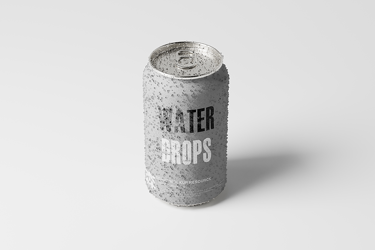 带水滴的易拉罐饮料罐啤酒罐苏打水罐包装样机mockup15组插图6