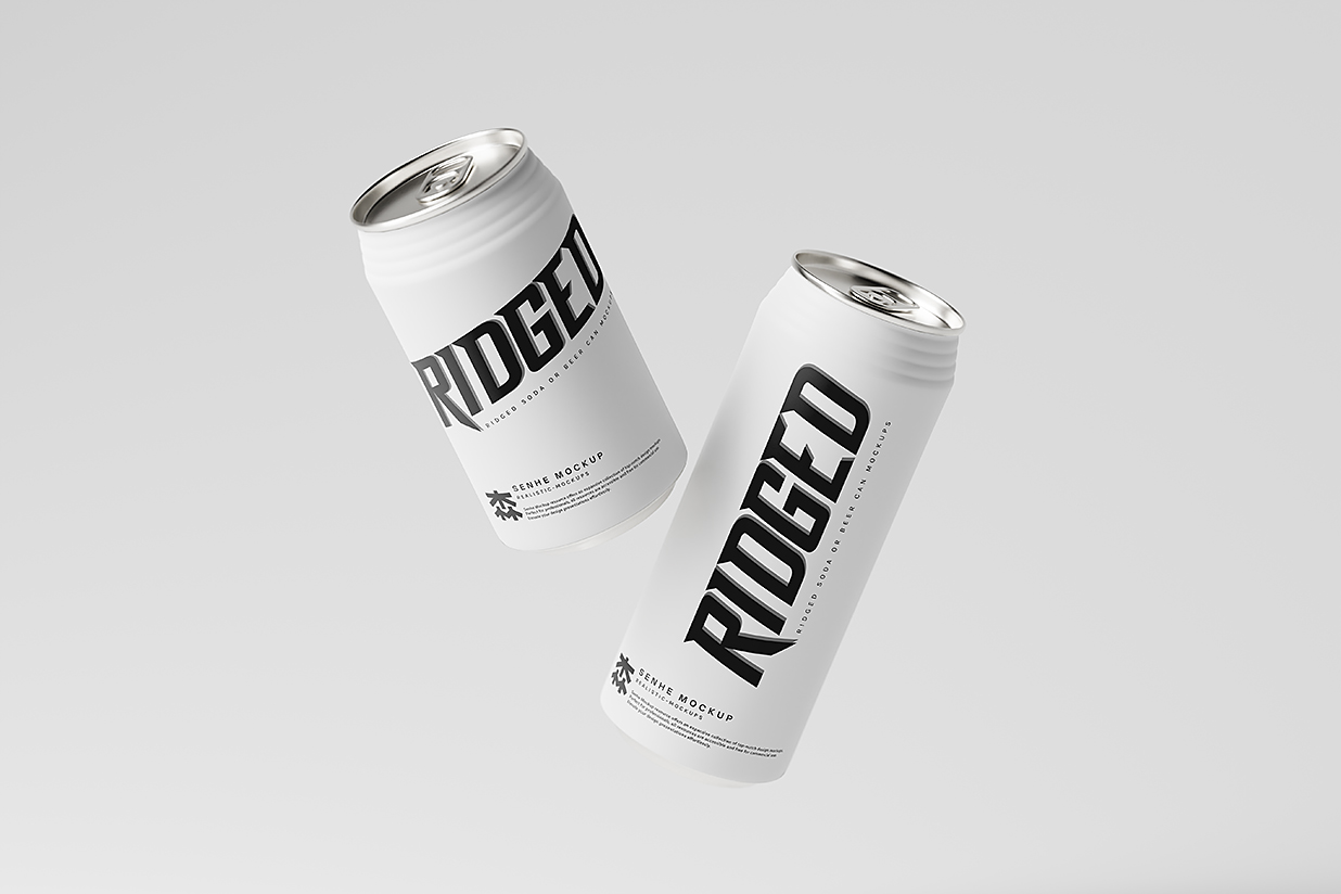 俩种容量的易拉罐饮料罐啤酒罐苏打水罐包装样机mockup15组插图6