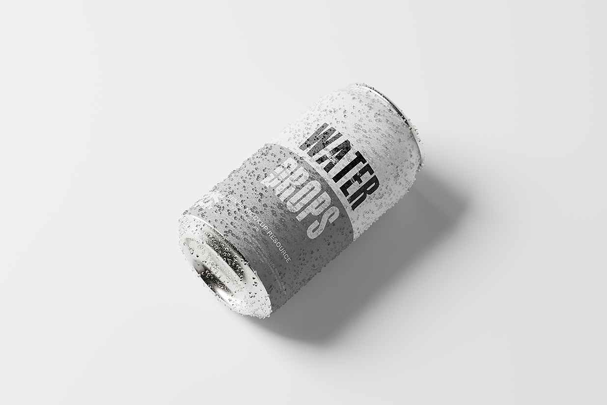 带水滴的易拉罐饮料罐啤酒罐苏打水罐包装样机mockup15组插图7