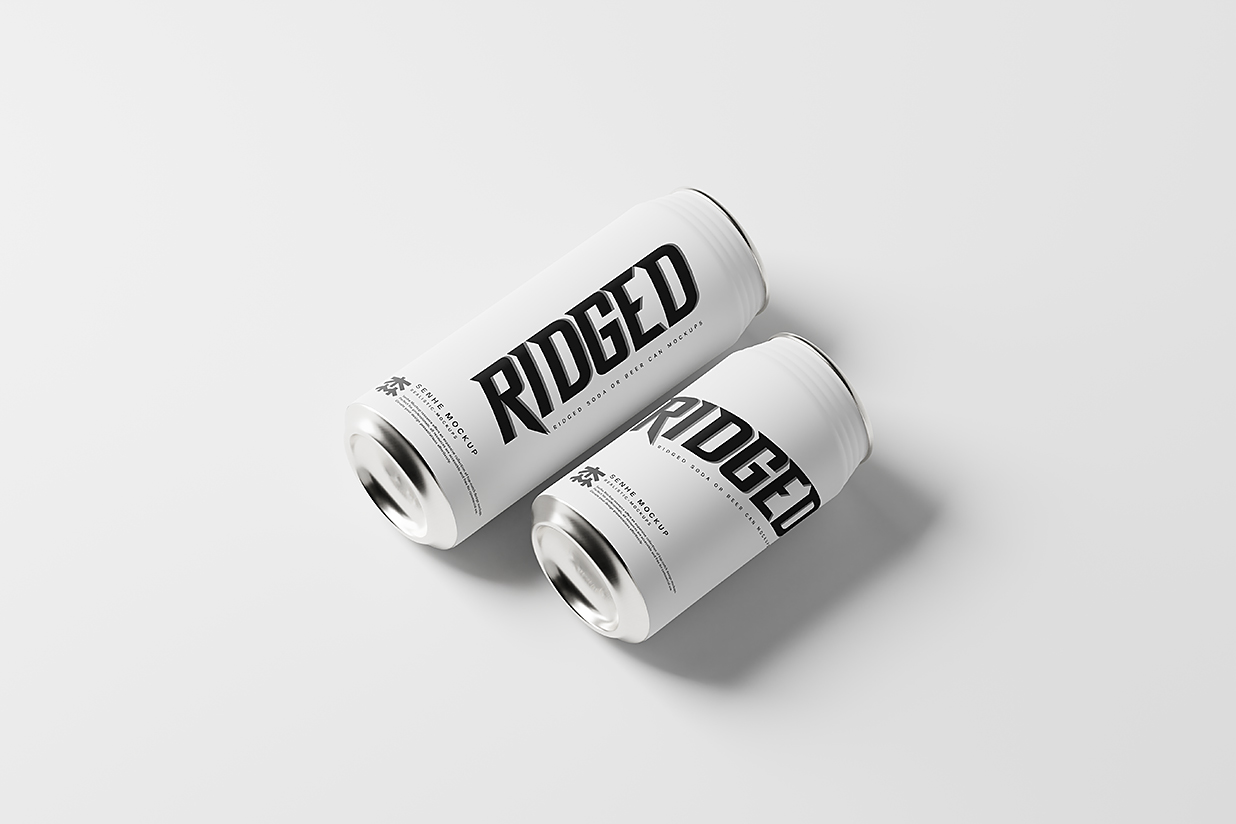 俩种容量的易拉罐饮料罐啤酒罐苏打水罐包装样机mockup15组插图7