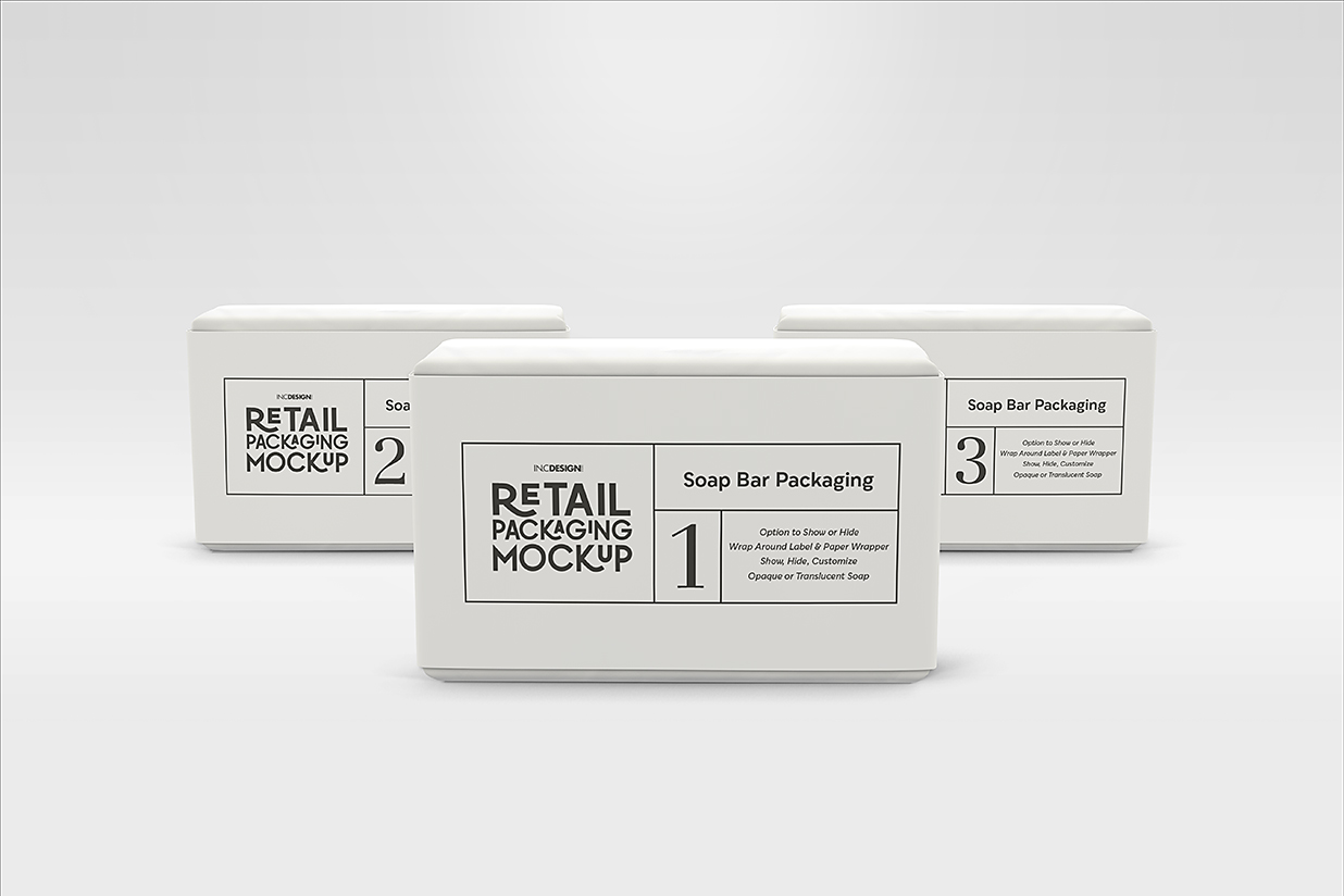 带包装纸的肥皂样机mockup3组插图