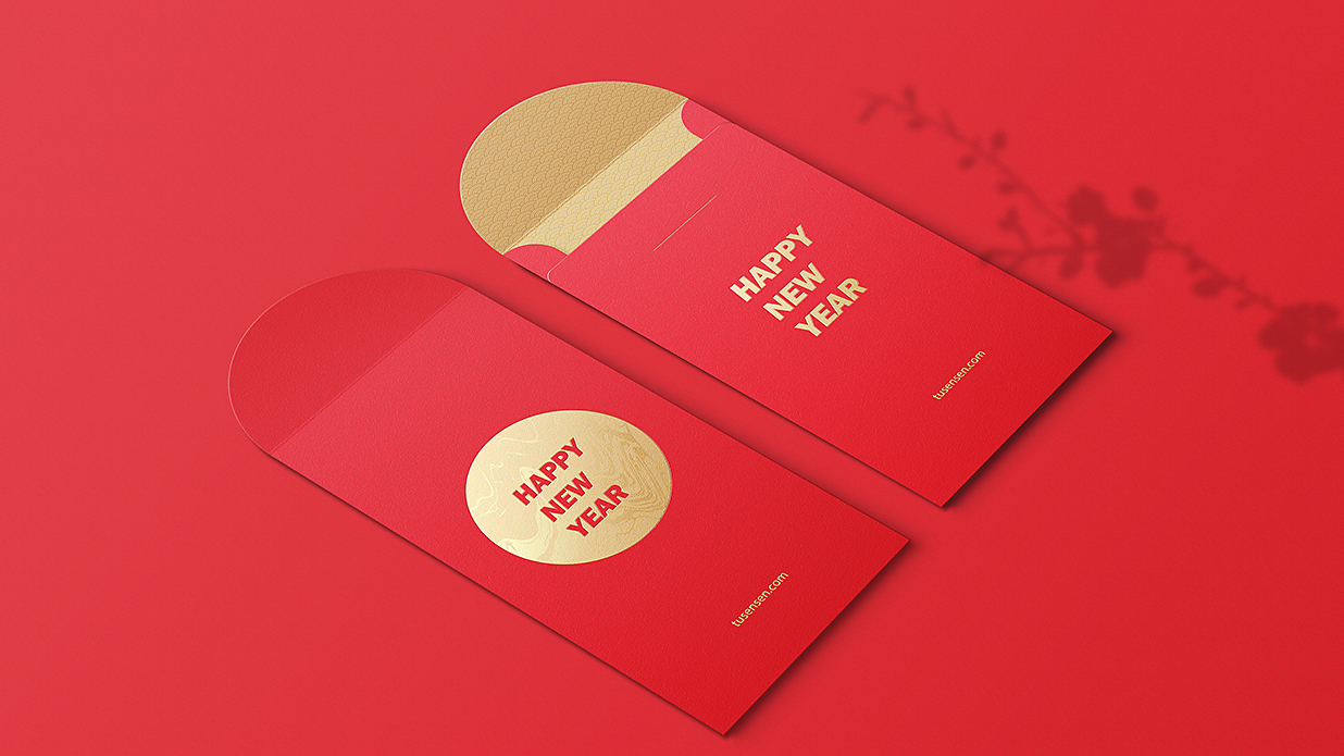 精致的新年红包样机mockup插图