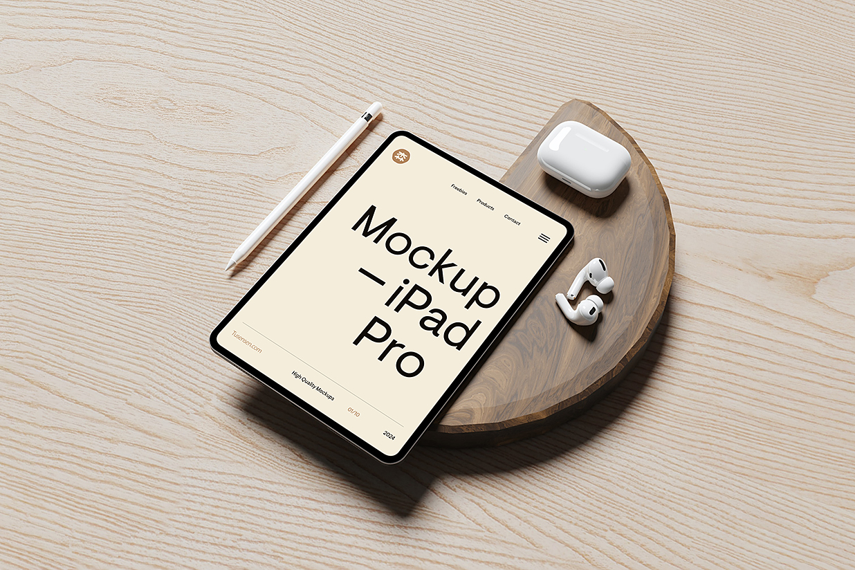 AirPods和iPad Pro平板样机mockup插图