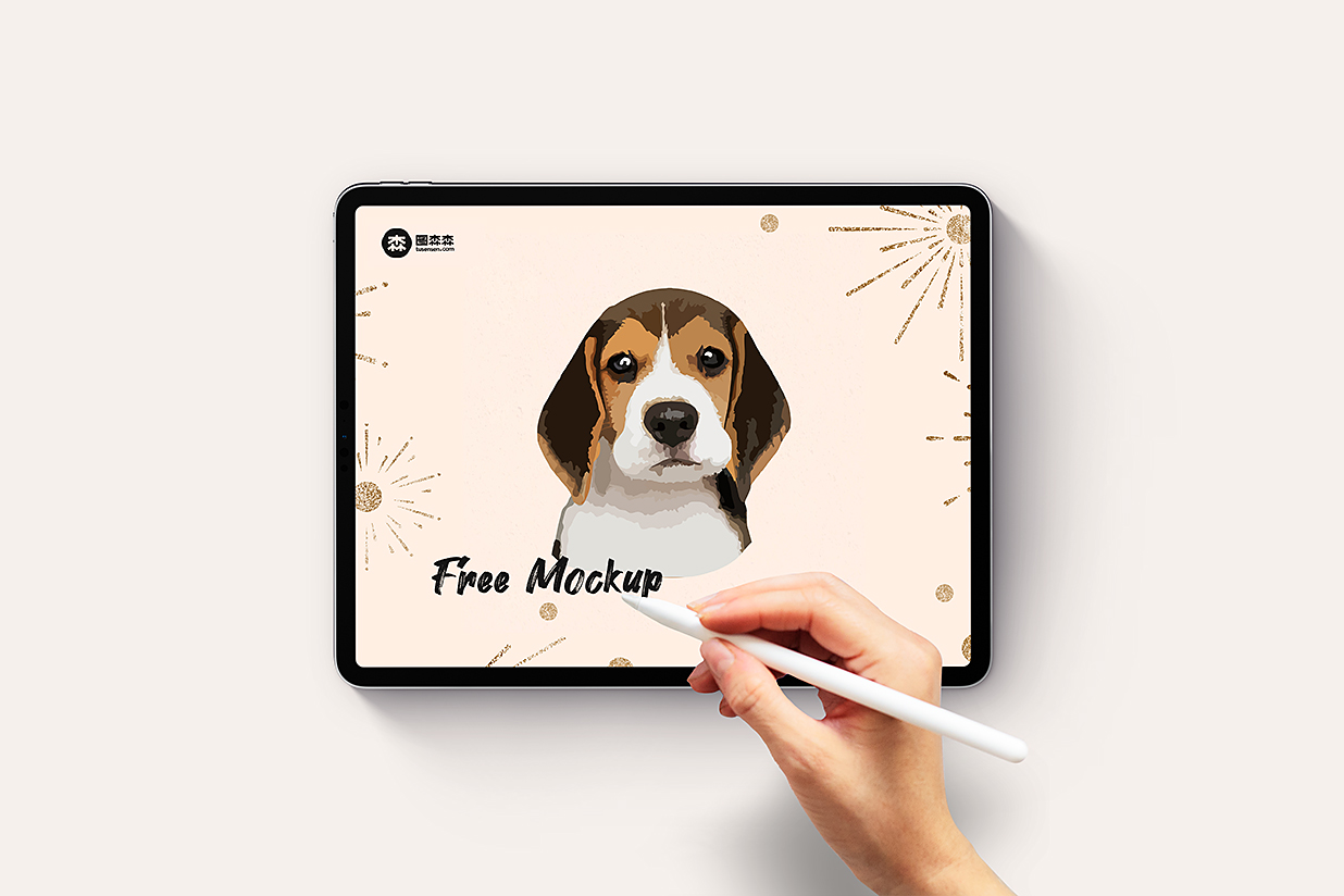 带手握笔的iPad Pro平板样机mockup插图