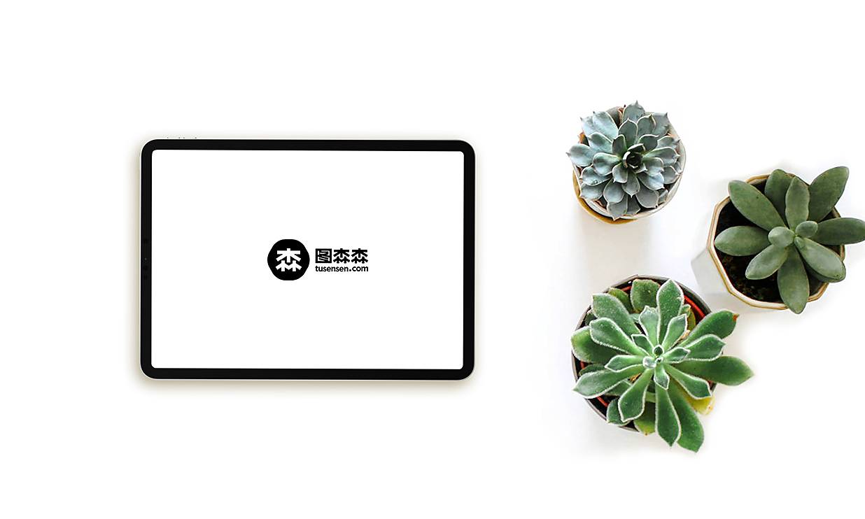 带植物场景的iPad 平板样机mockup插图