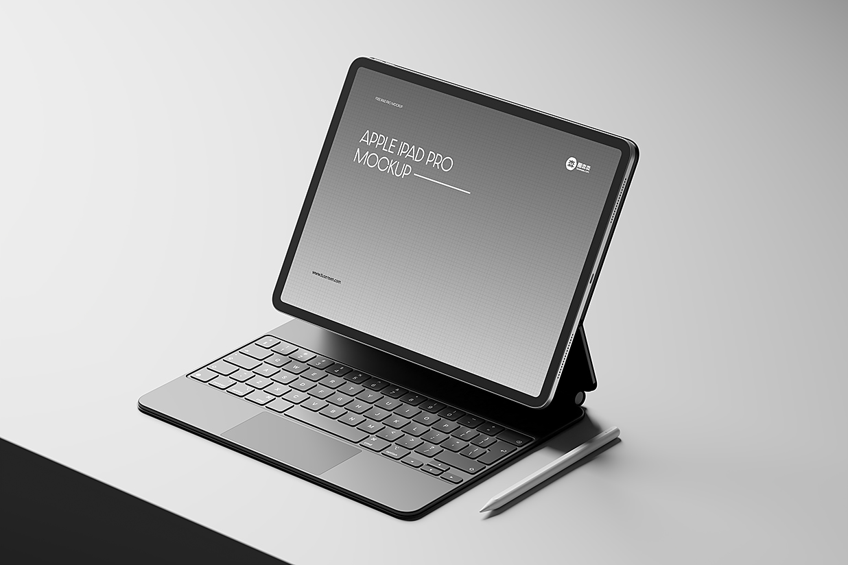 带键盘和笔的iPad pro平板样机mockup插图