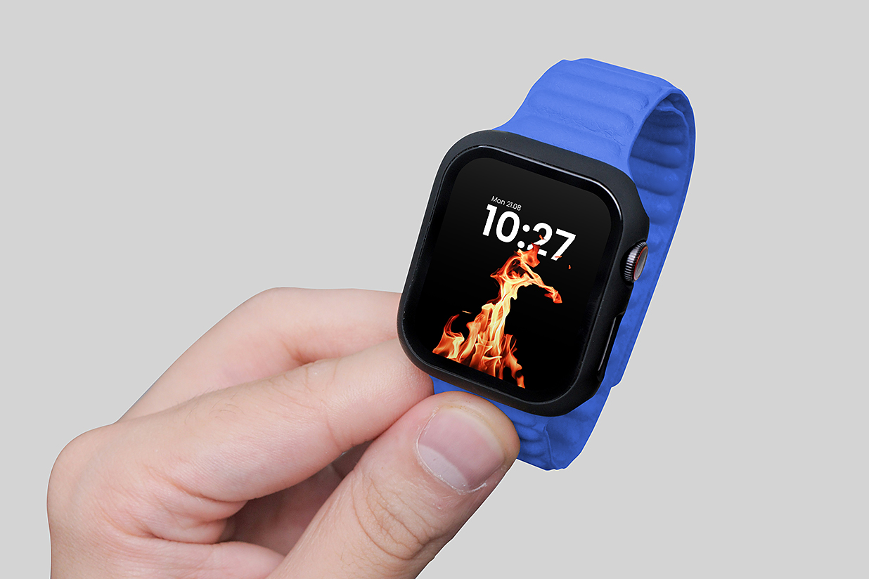 手持Apple Watch苹果手表样机mockup插图