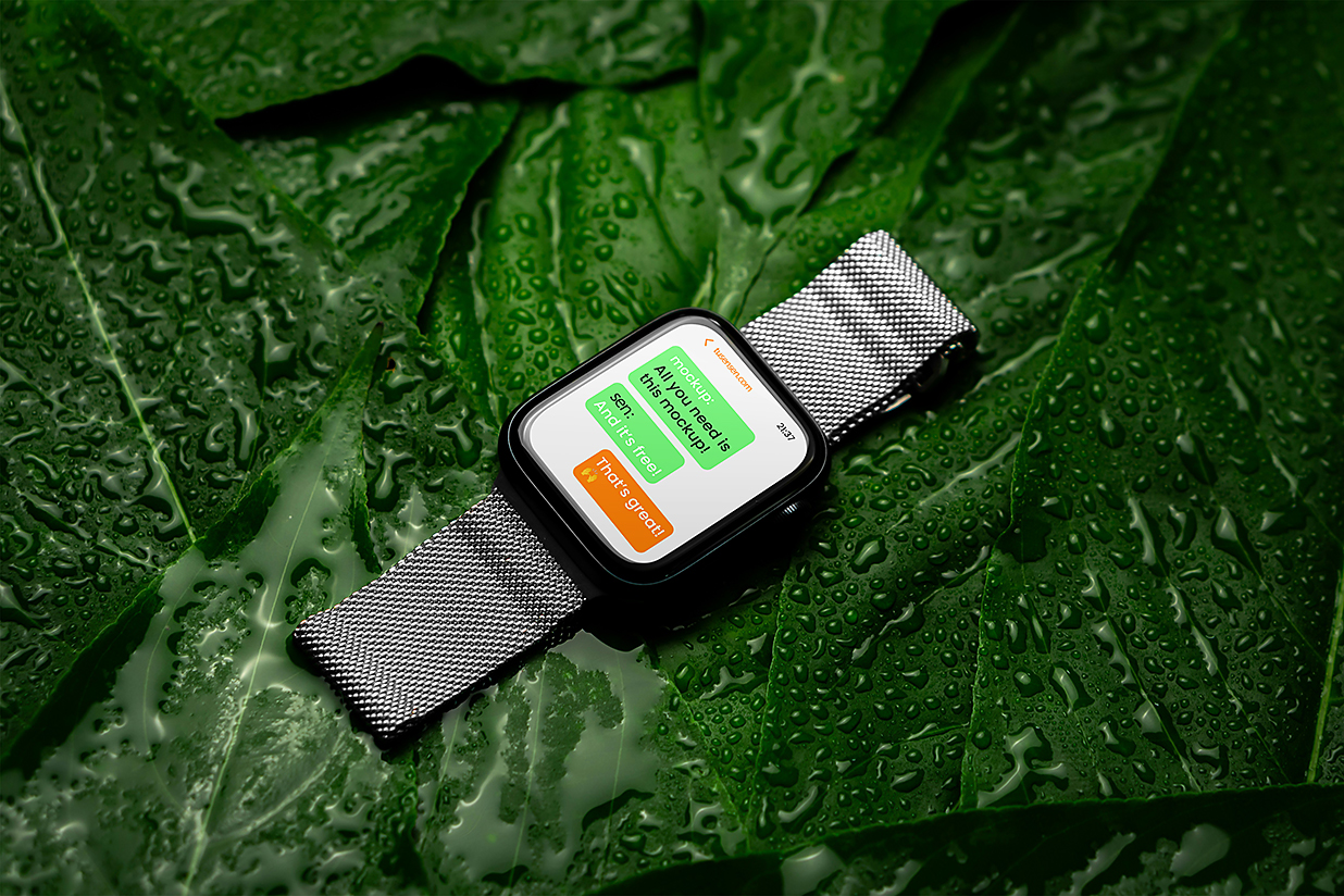 带绿植场景的Apple Watch苹果手表样机mockup插图