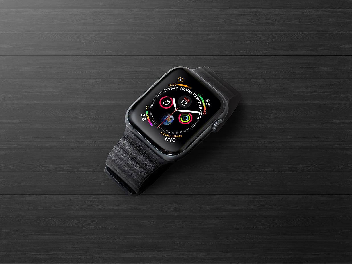 带皮质表带的Apple Watch苹果手表样机mockup插图