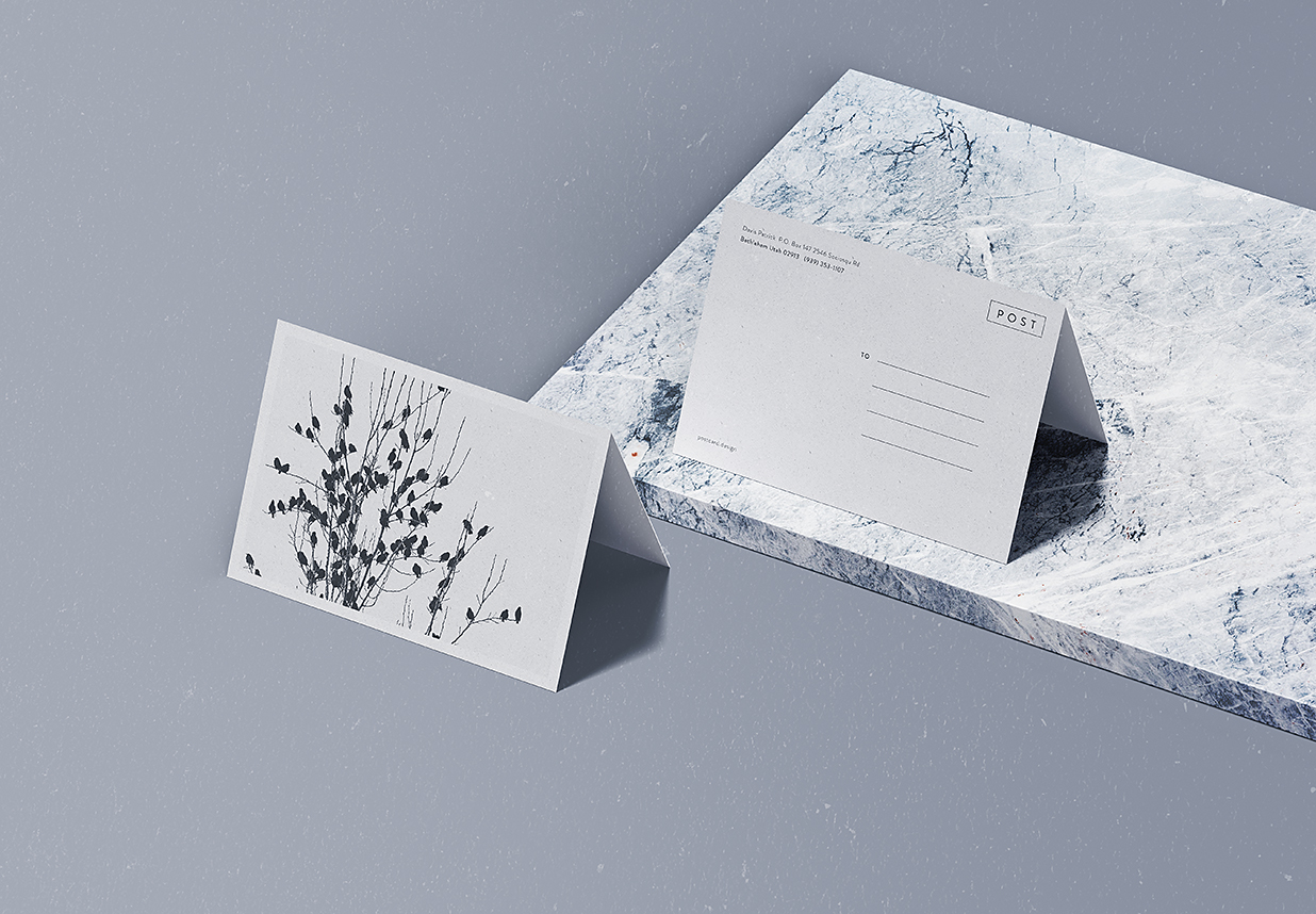 带场景的折页明信片样机mockup插图