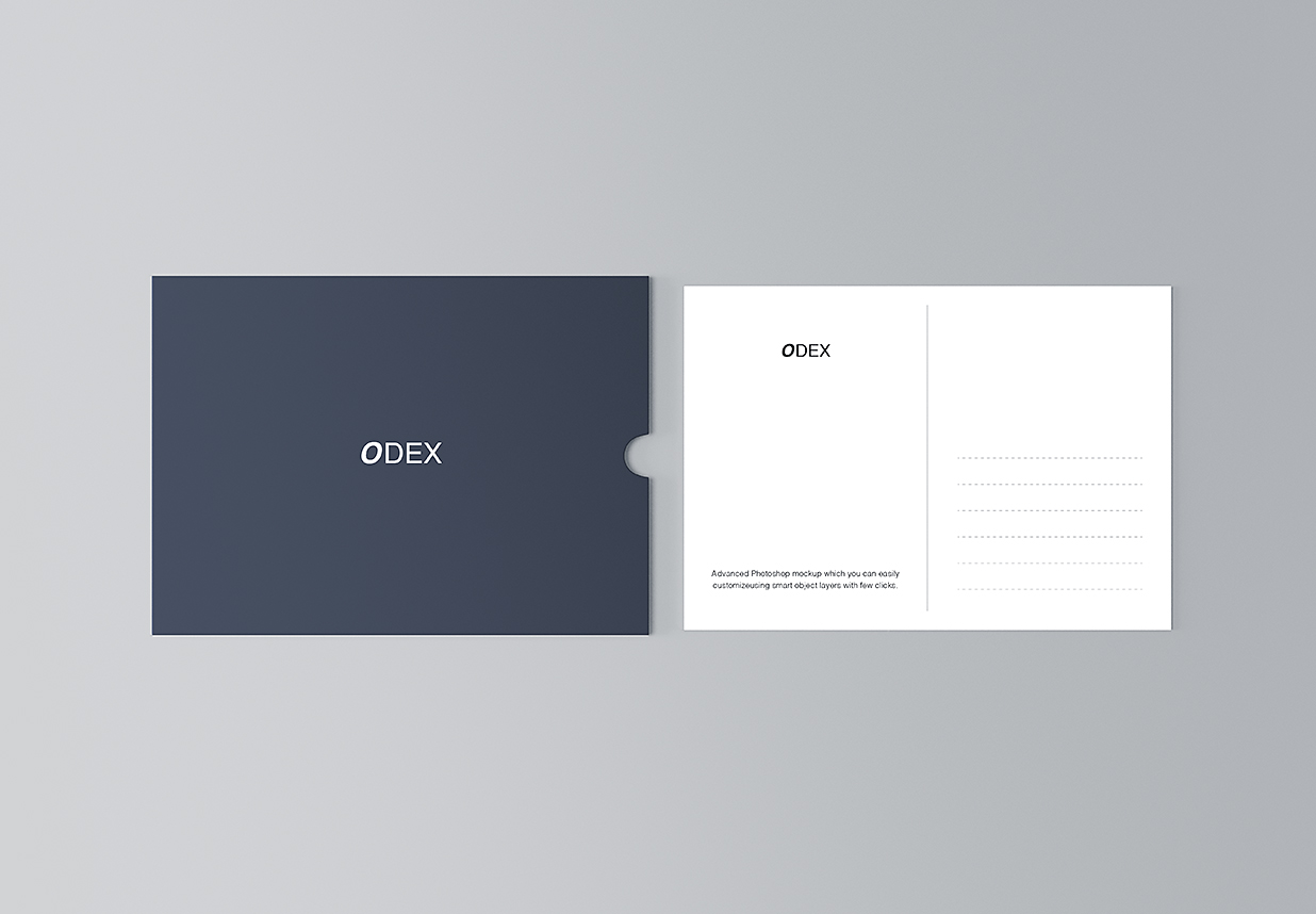 带信封的明信片样机mockup插图