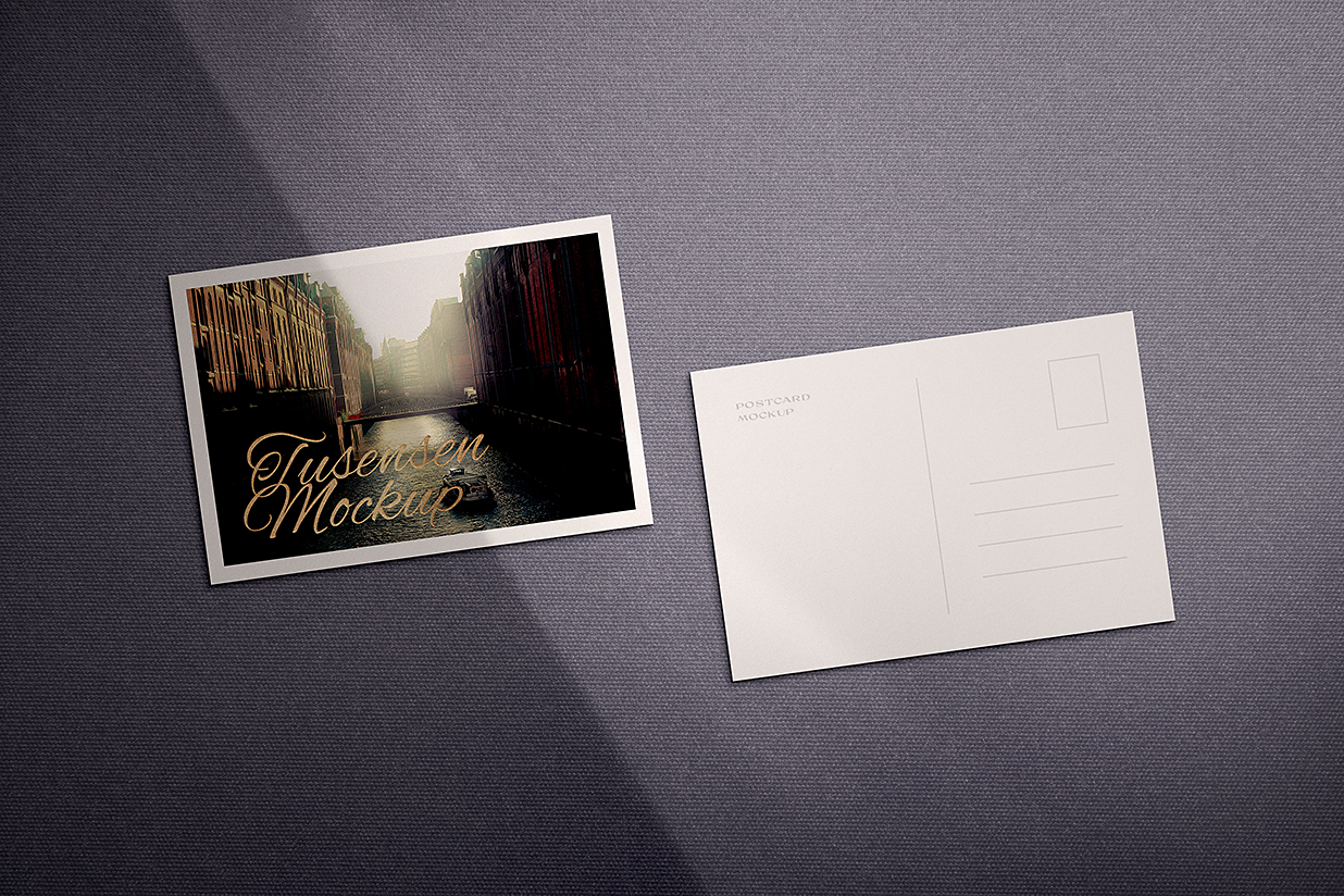 高质感正反俩面明信片样机mockup插图