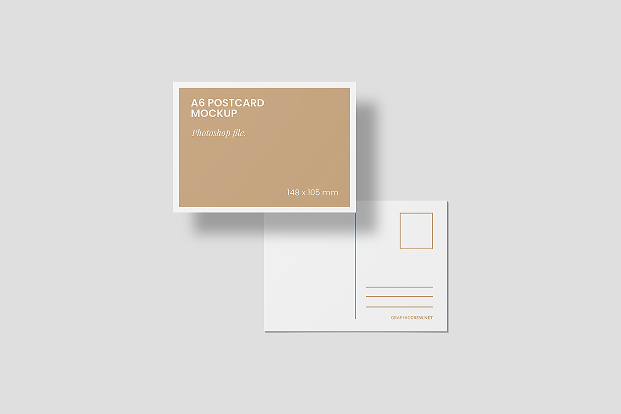 正反俩面明信片样机mockup插图