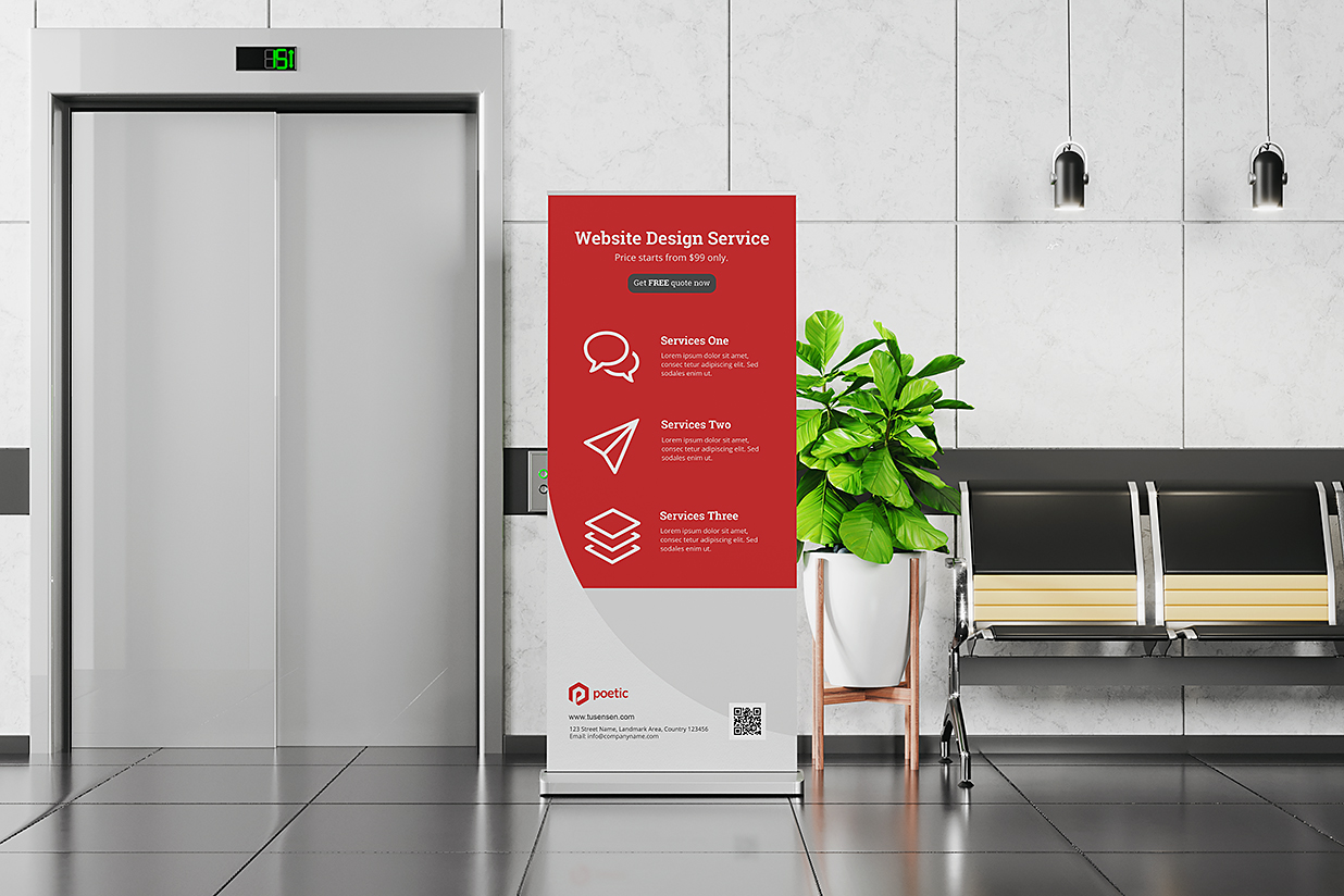 室内场景易拉宝样机mockup4组插图