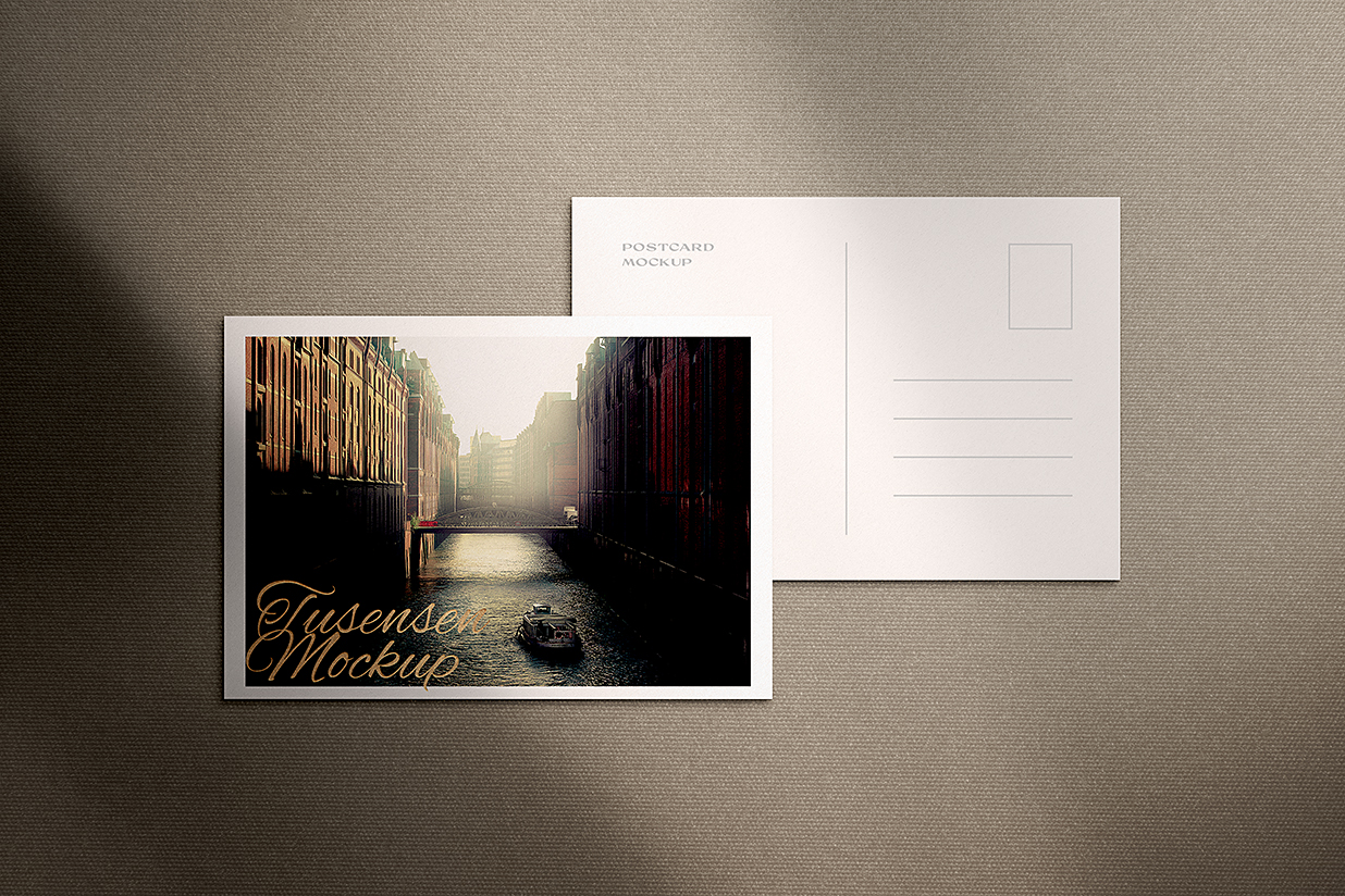 带金箔压印明信片样机mockup插图