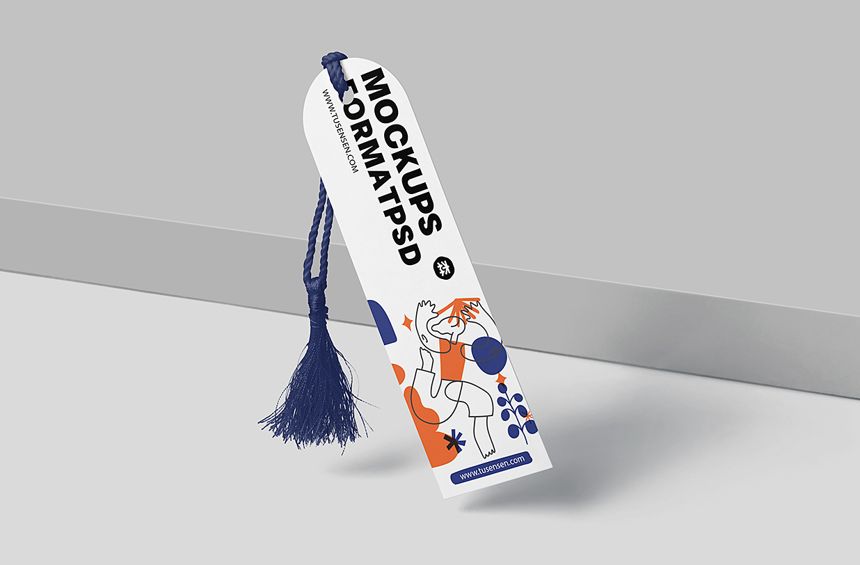 带流苏的书签样机mockup2组插图